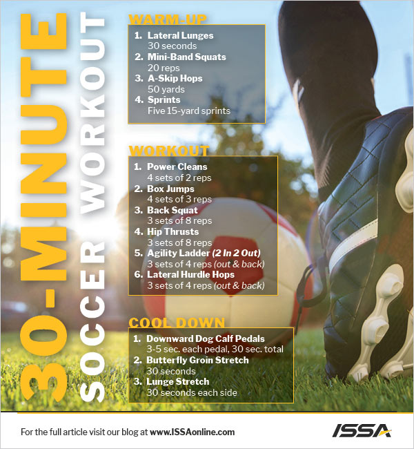 ISSA, International Sports Sciences Association, Certified Personal Trainer, ISSAonline, 30-Minute Soccer Workout for Strength & Conditioning, 30 Minute Soccer Handout
