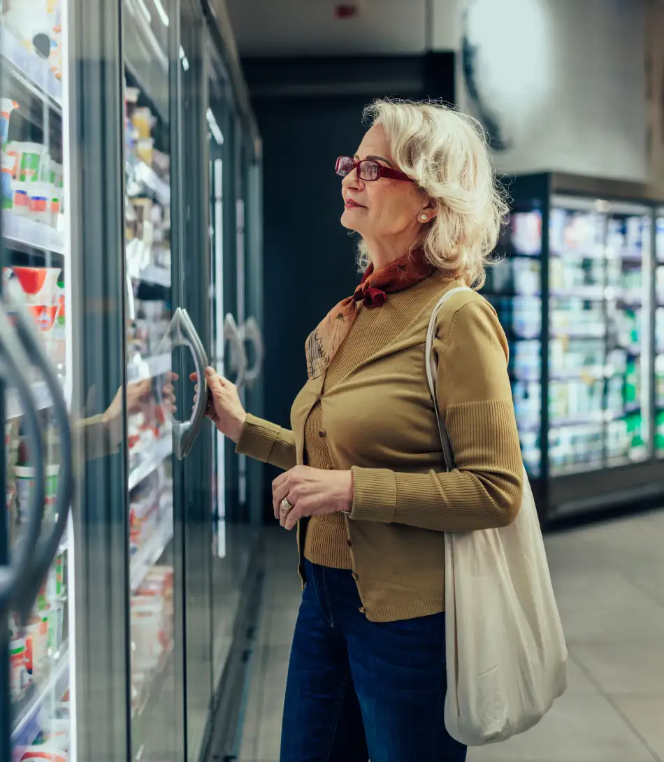Woman browsing food items