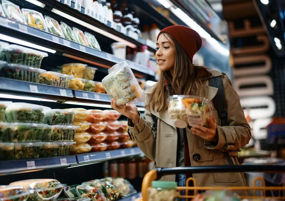 Woman doing groceries in a supermarket