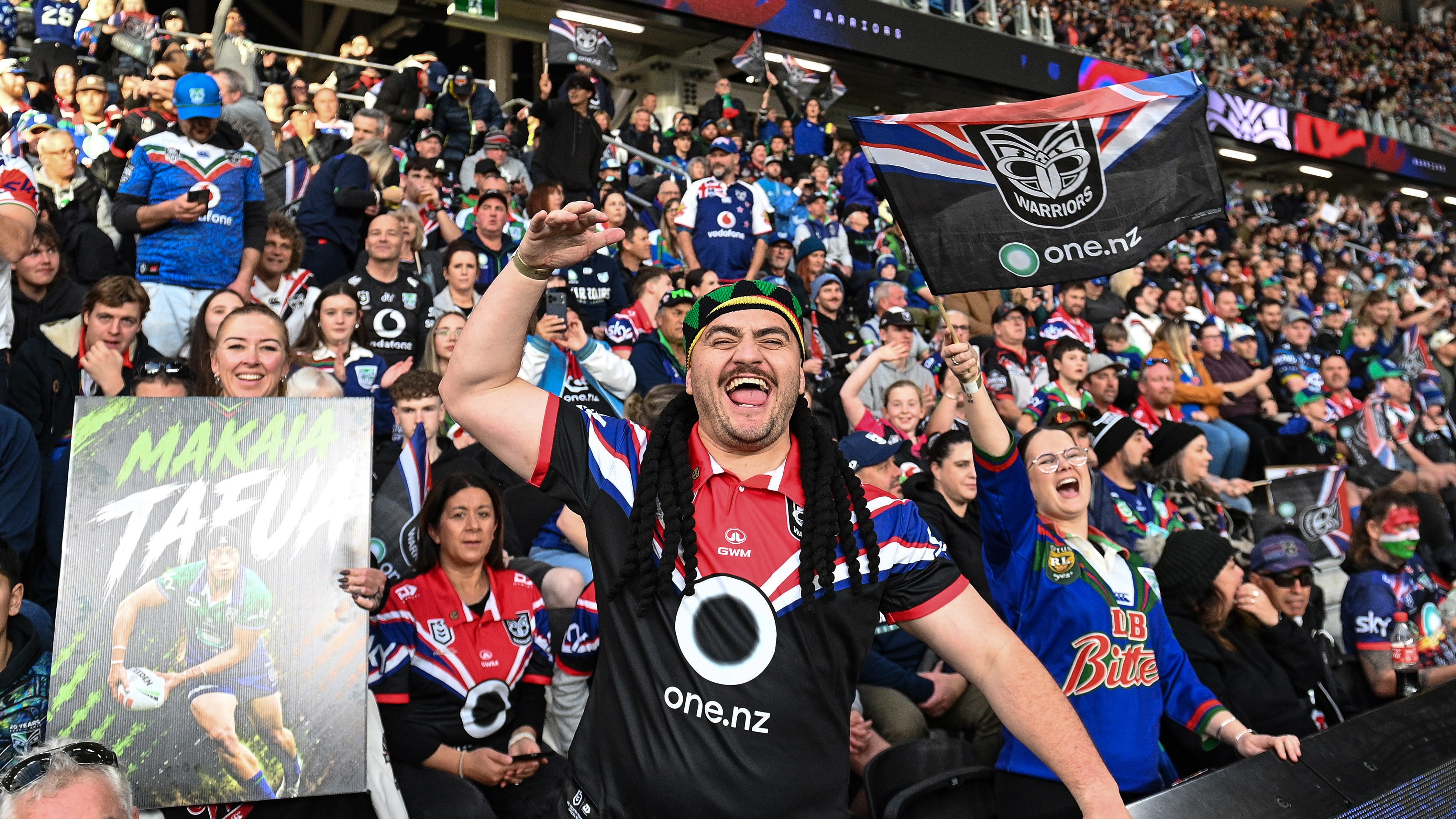 Warriors fans at Te Kaha