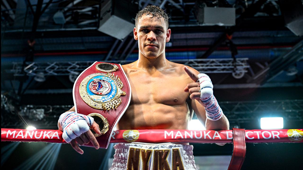 David Nyika after beating Tommy Karpency in their IBF and WBO cruiserweight title bout
