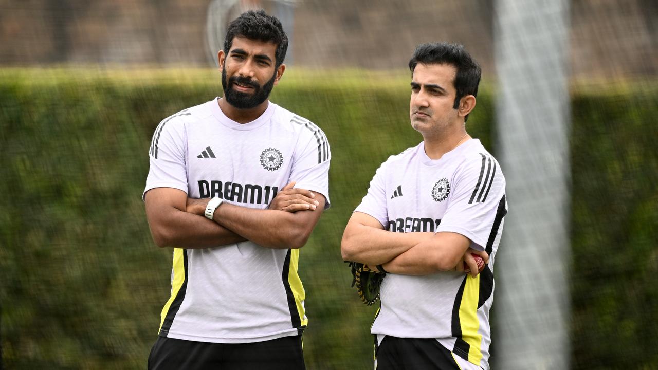 Jasprit Bumrah, who captained India in Perth, watches attentively with head coach Gautam Gambhir
