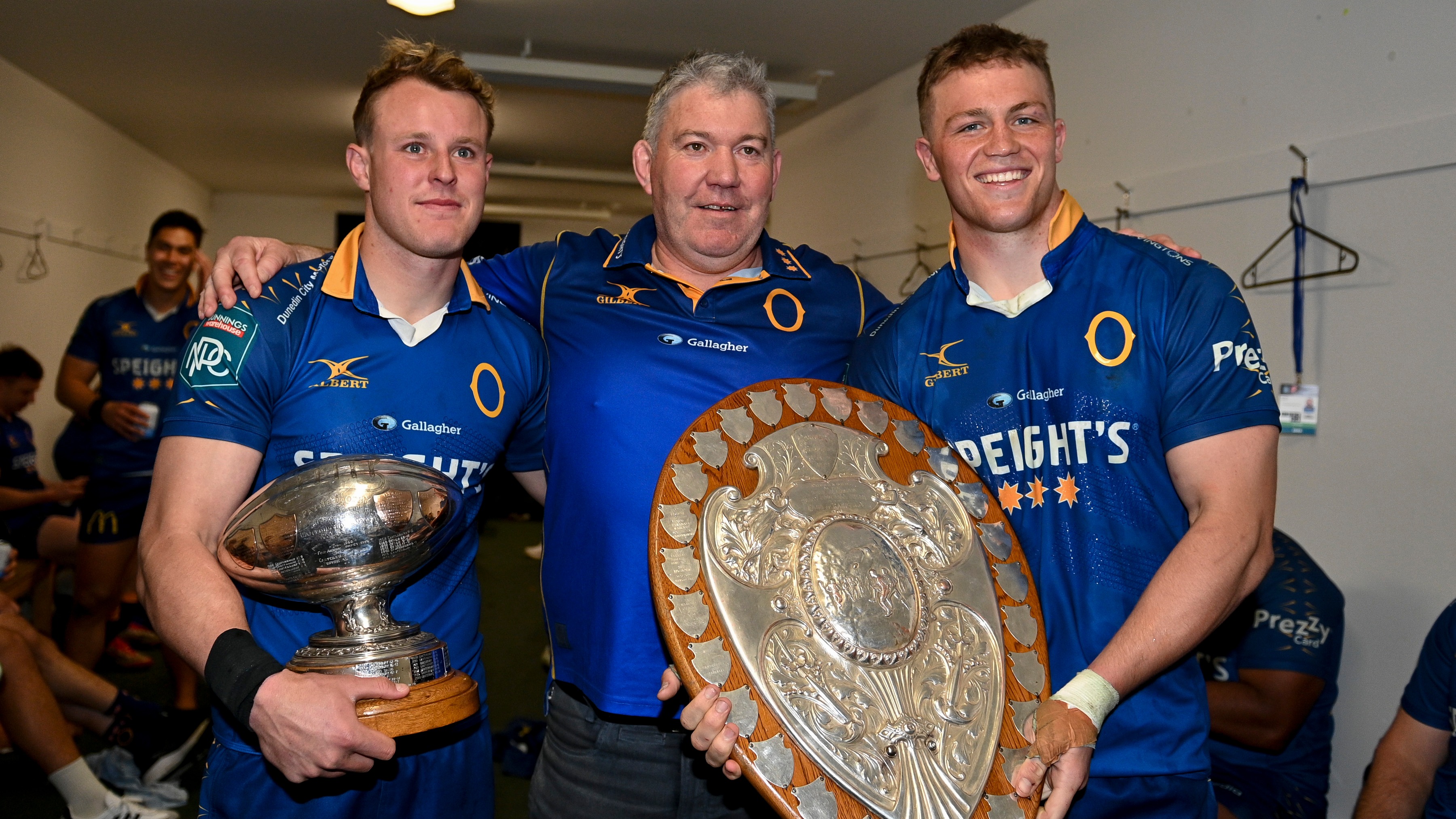 Otago coach Mark Brown with the Ranfurly Shield