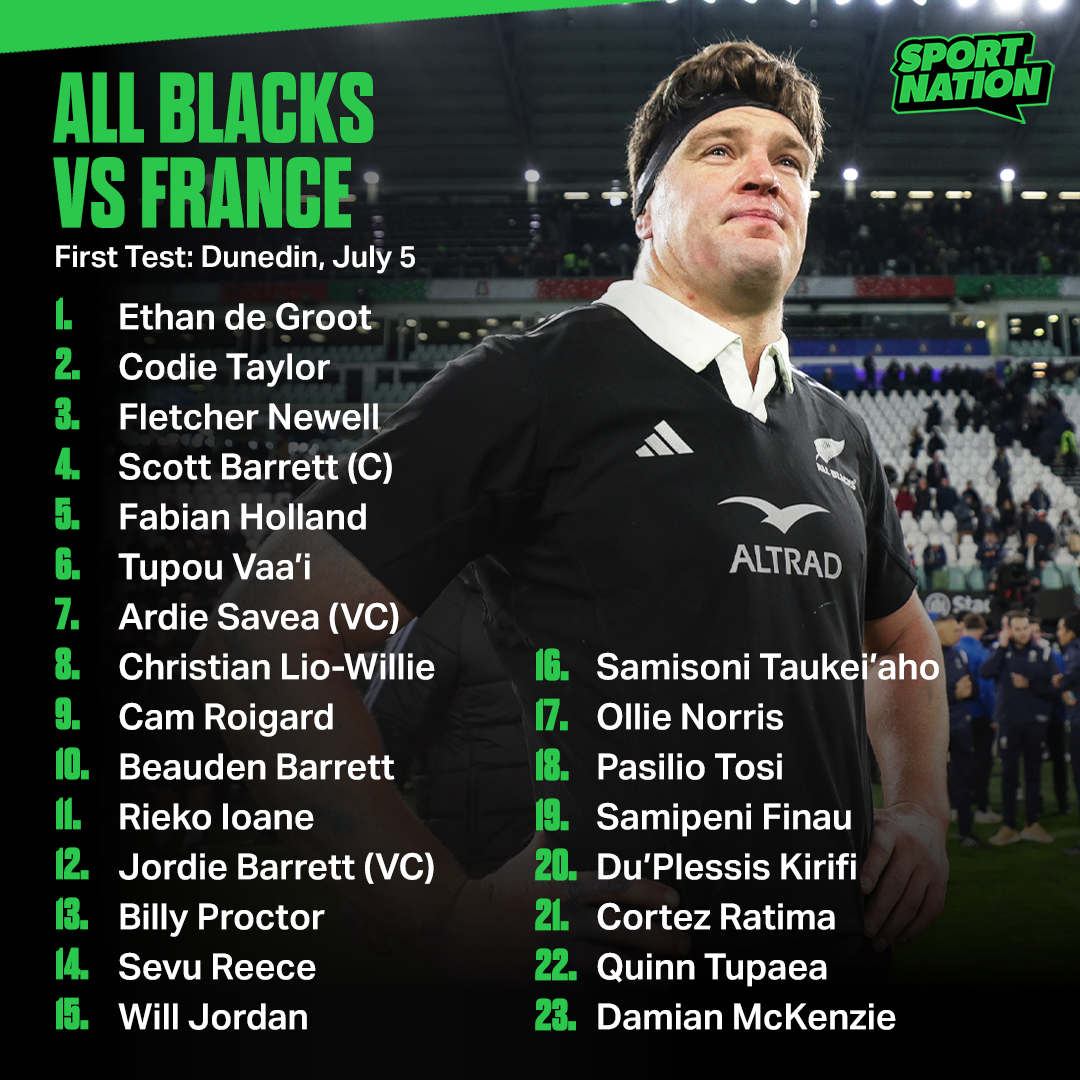 All Blacks team to play France - First Test