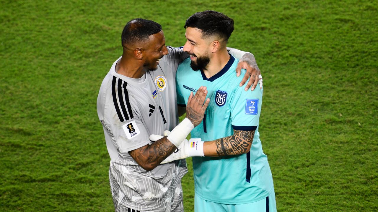 Curacao's Eloy Room and rival keeper Hernan Galindez