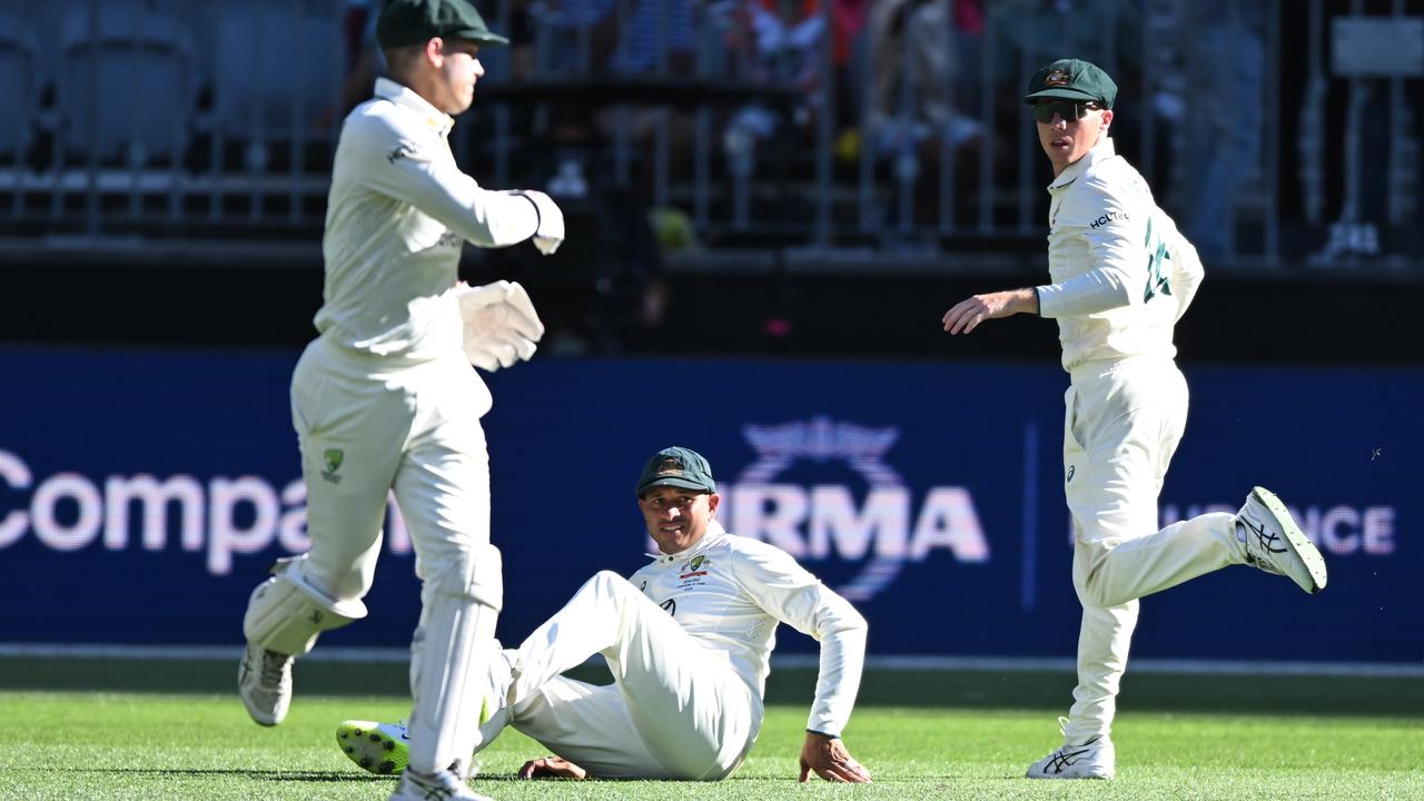 Usman Khawaja is looking for answers on the ground after failing to snap up a catch in the slips