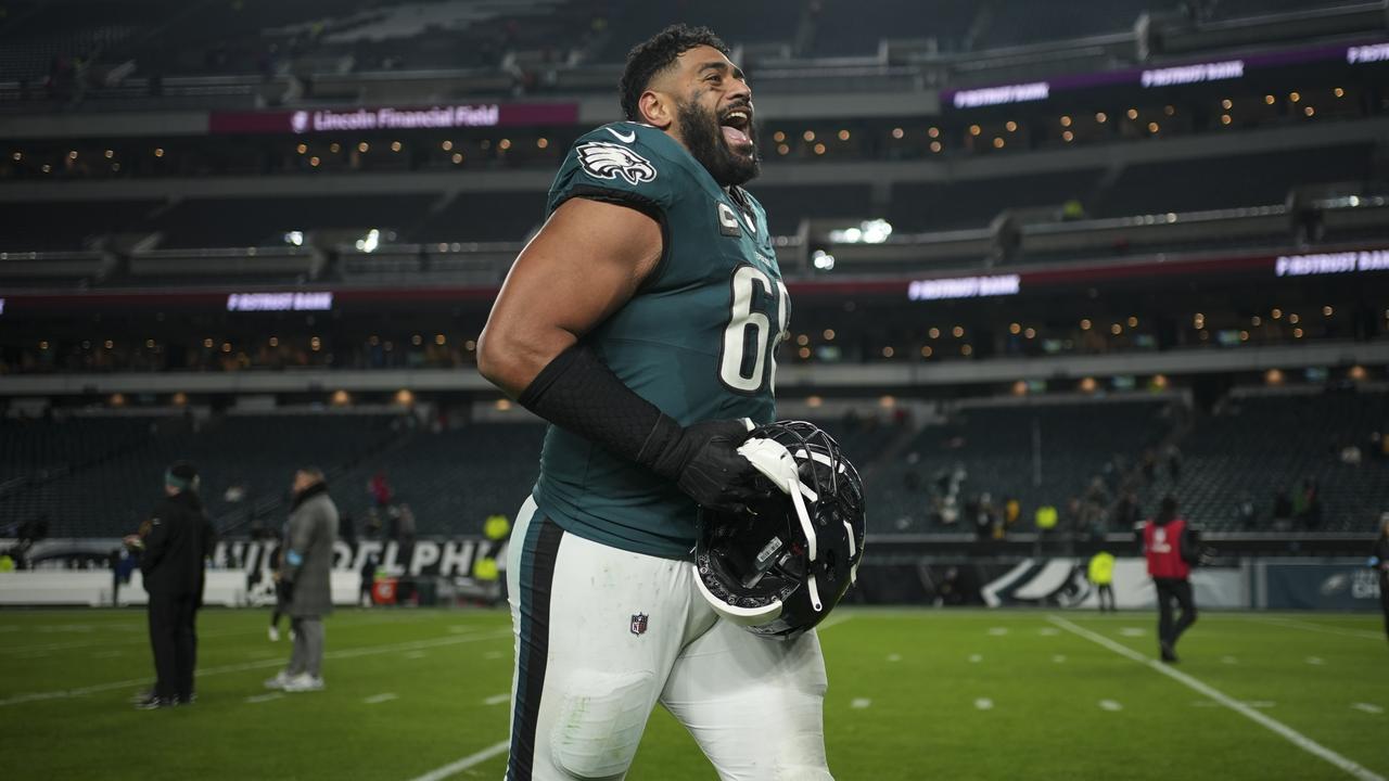 Hulking Australian offensive tackle Jordan Mailata enjoys the Eagles' win over Pittsburgh
