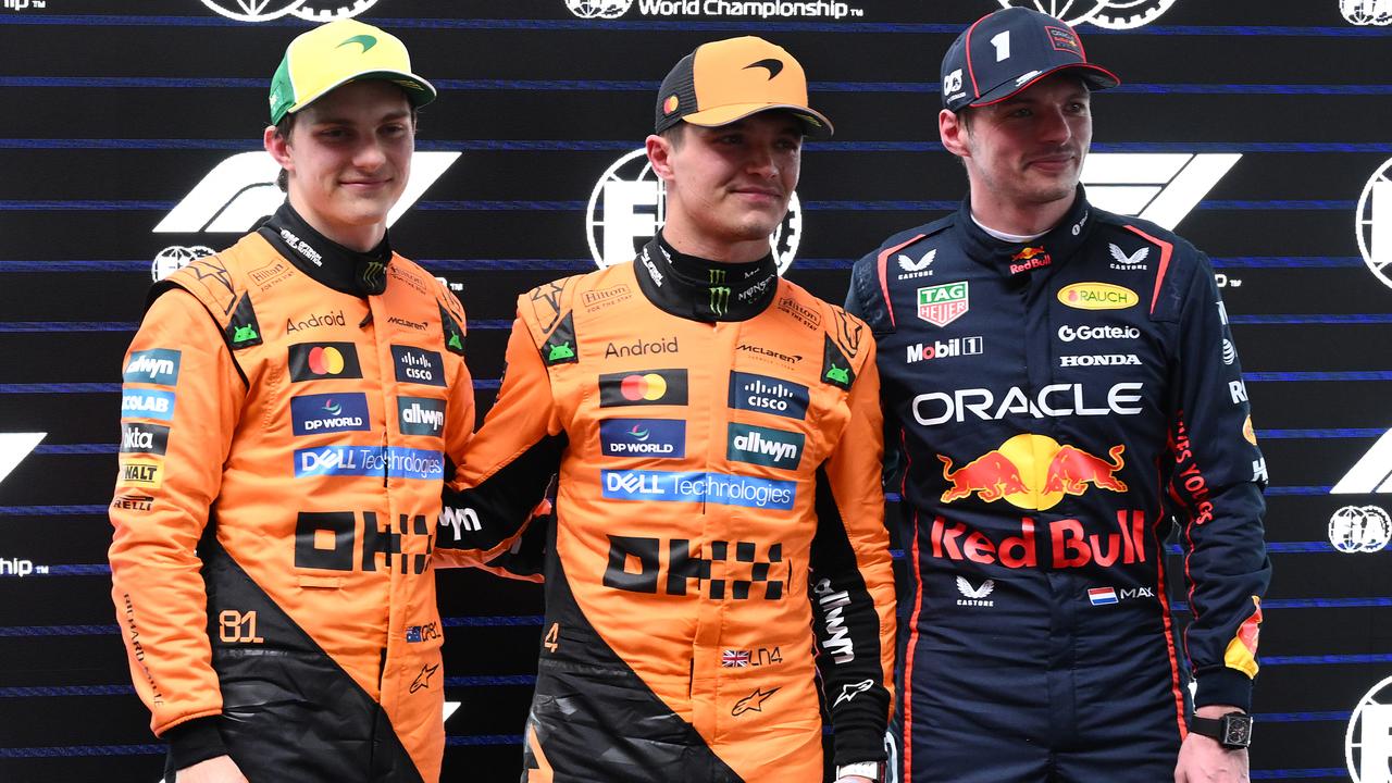 Oscar Piastri, Lando Norris and Max Verstappen 