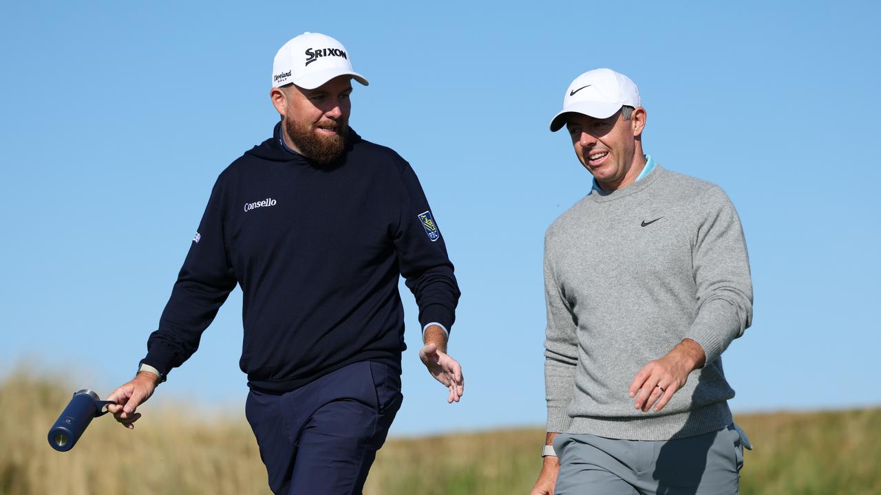 Rory McIlroy checks out the links at Royal Birkdale with Ryder Cup partner Shane Lowry
