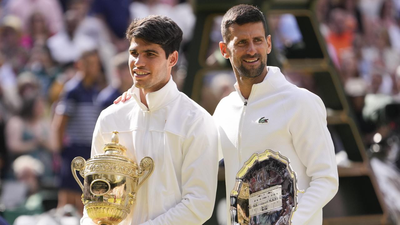 Carlos Alcaraz and Novak Djokovic at Wimbledon
