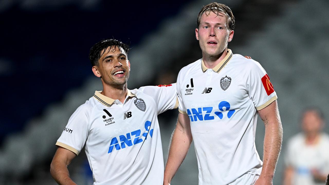 Logan Rogerson rushed to congratulate Sam Cosgrove