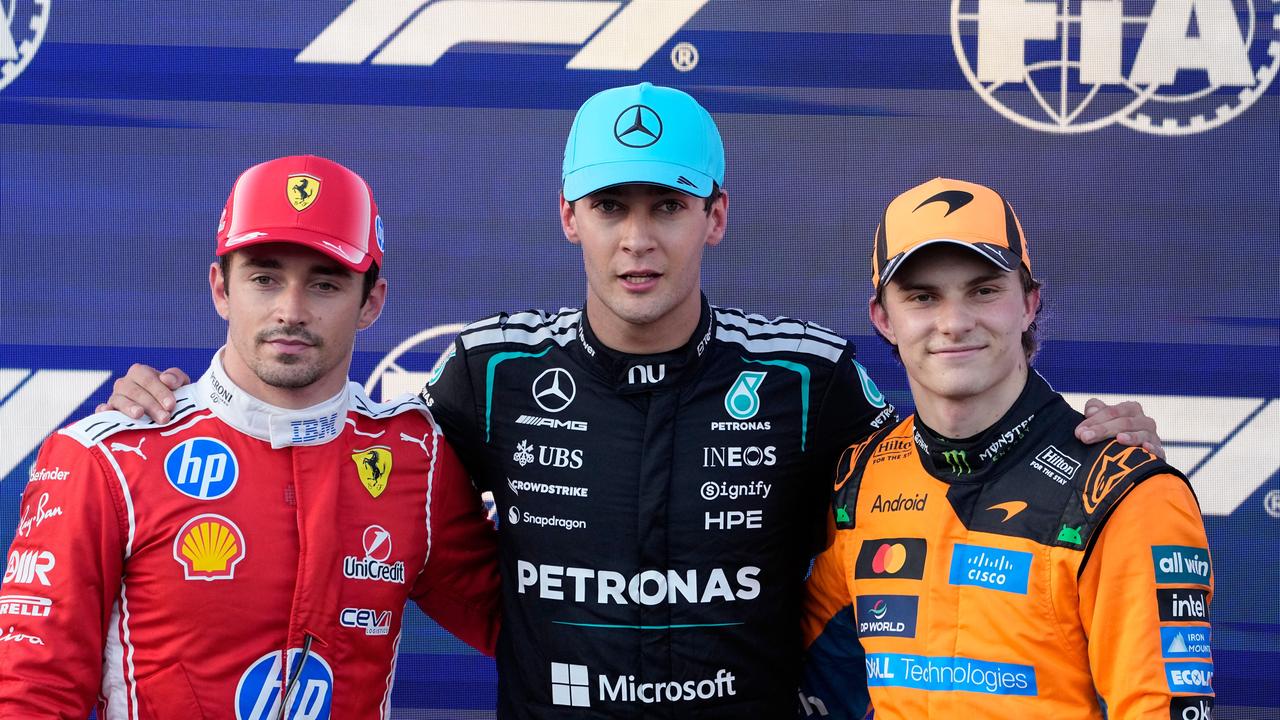 Oscar Piastri, George Russell, Charles Leclerc (left) in Baku