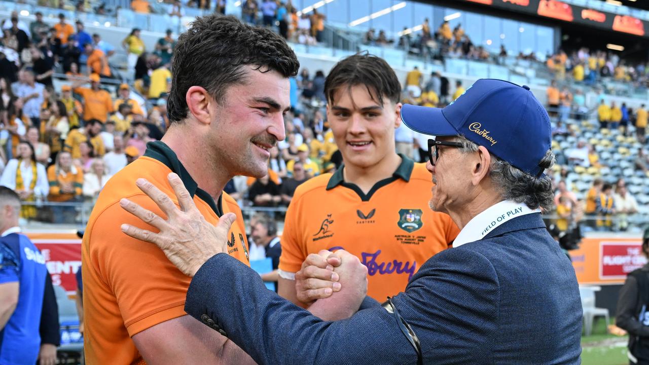 Jeremy Williams and Wallabies coach Les Kiss