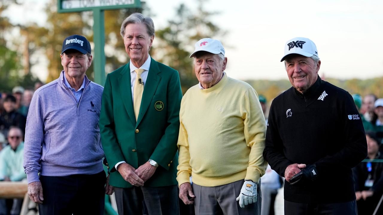 Tom Watson, Jack Nicklaus and Gary Player with Augusta chairman Fred Ridley