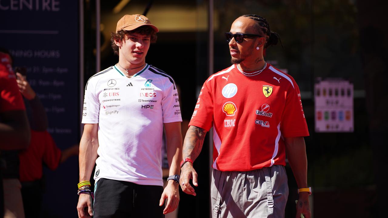 Kimi Antonelli and Lewis Hamilton