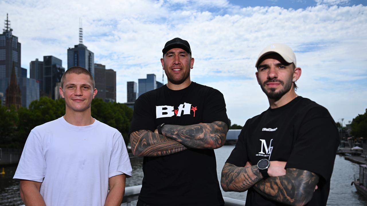 Nelson Asofa-Solomona with Nikita Tszyu and Michael Zerafa