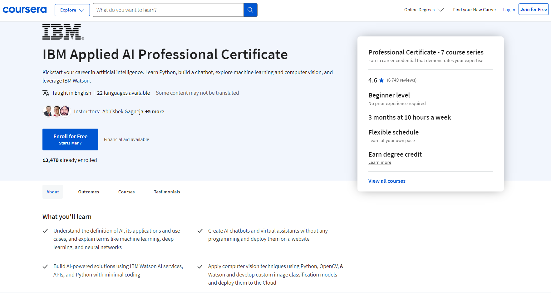 IBM Applied AI Professional