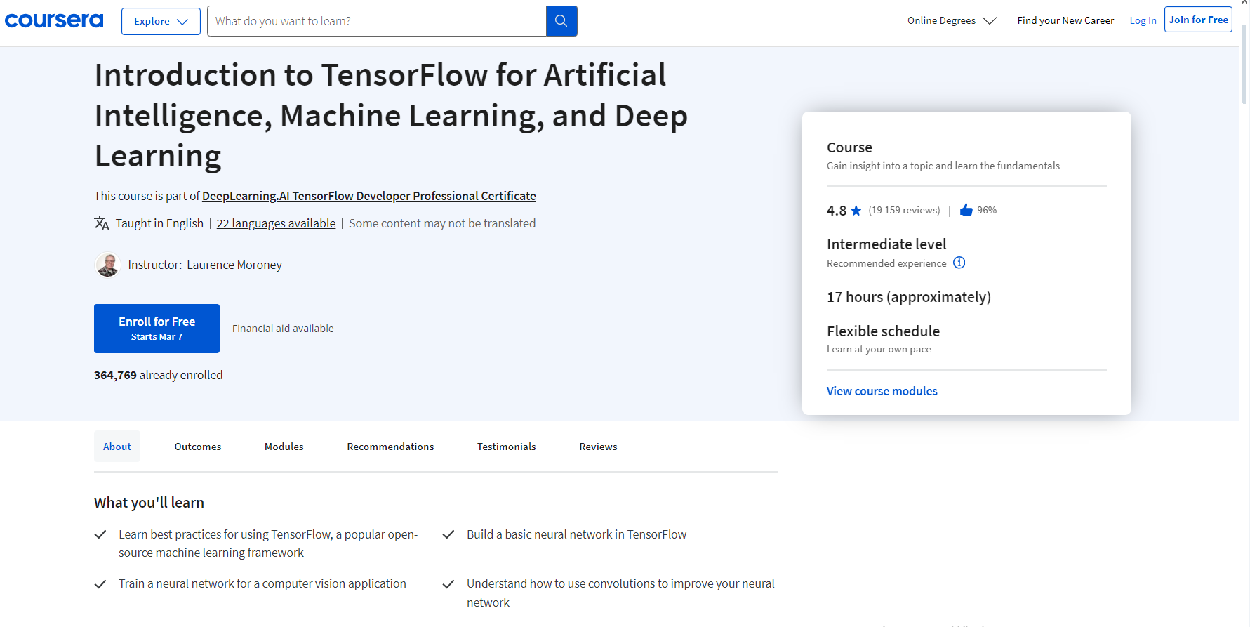 Introduction to TensorFlow for Artificial Intelligence, Machine Learning and Deep Learning