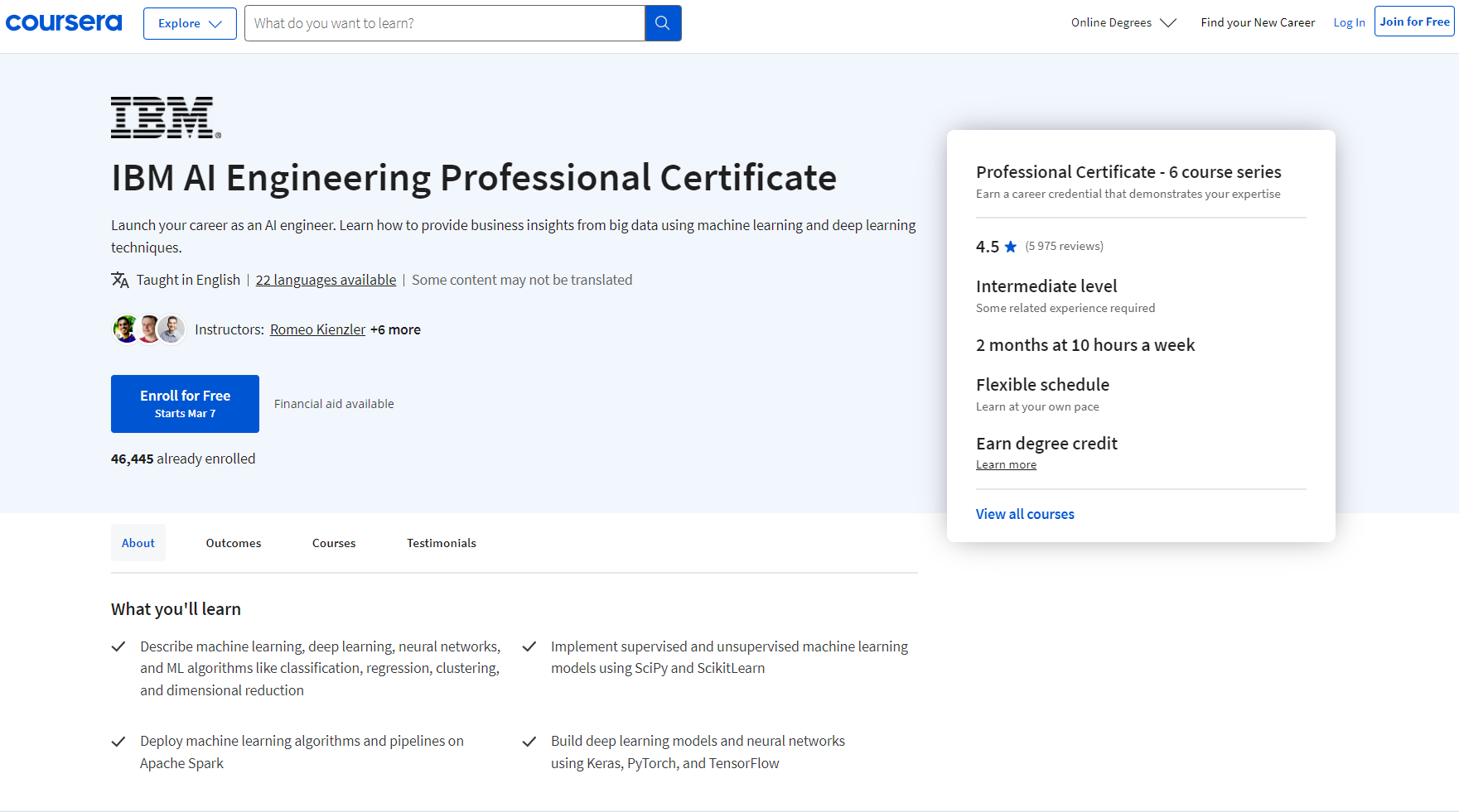 IBM AI Engineering Professional Certificate