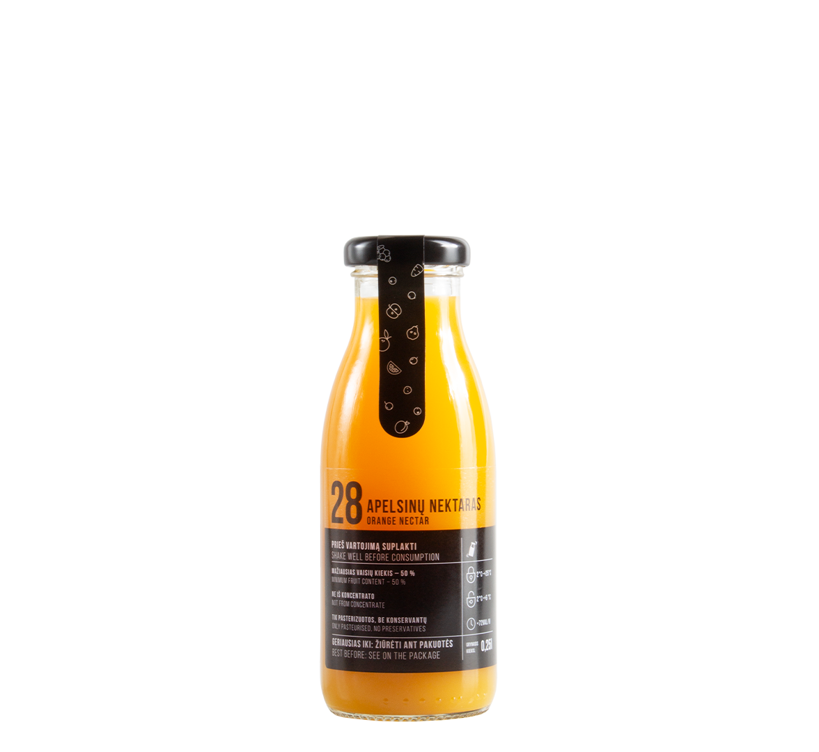 An image of a 250 ml bottle of orange nectar
