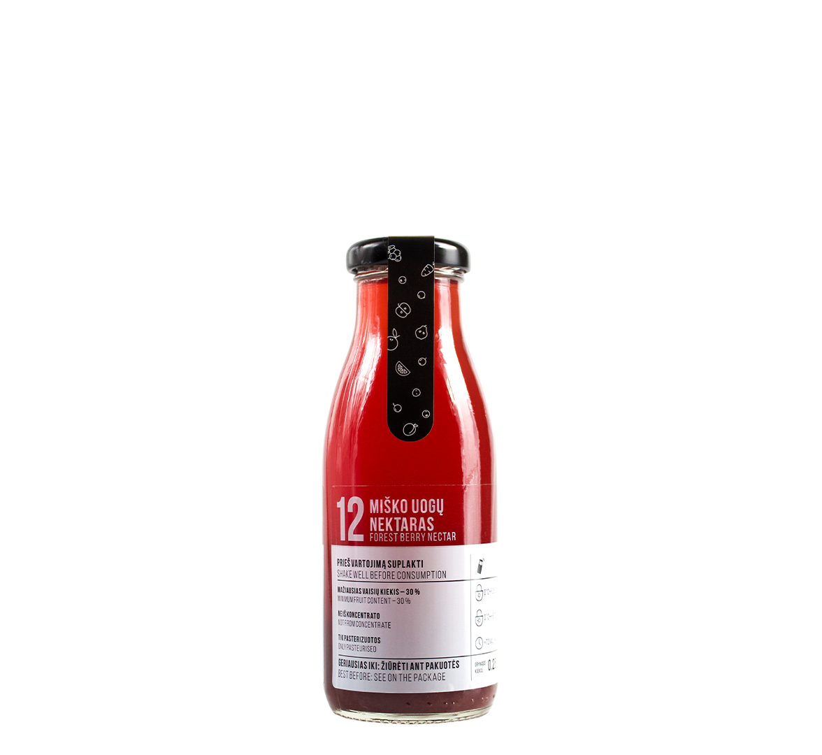 An image of a 250 ml bottle of natural forest berry nectar