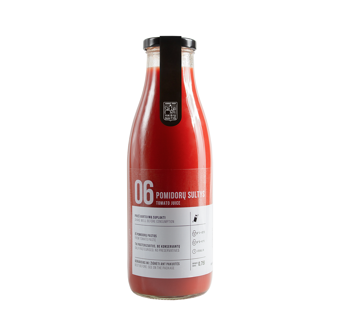 Image of a bottle of natural tomato juice 750ml