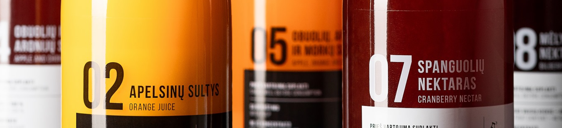 Juices and nectars glass bottles