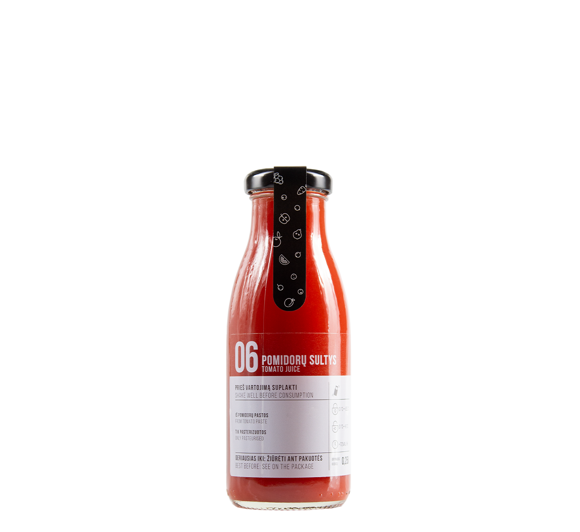 Image of a bottle of natural tomato juice 250ml