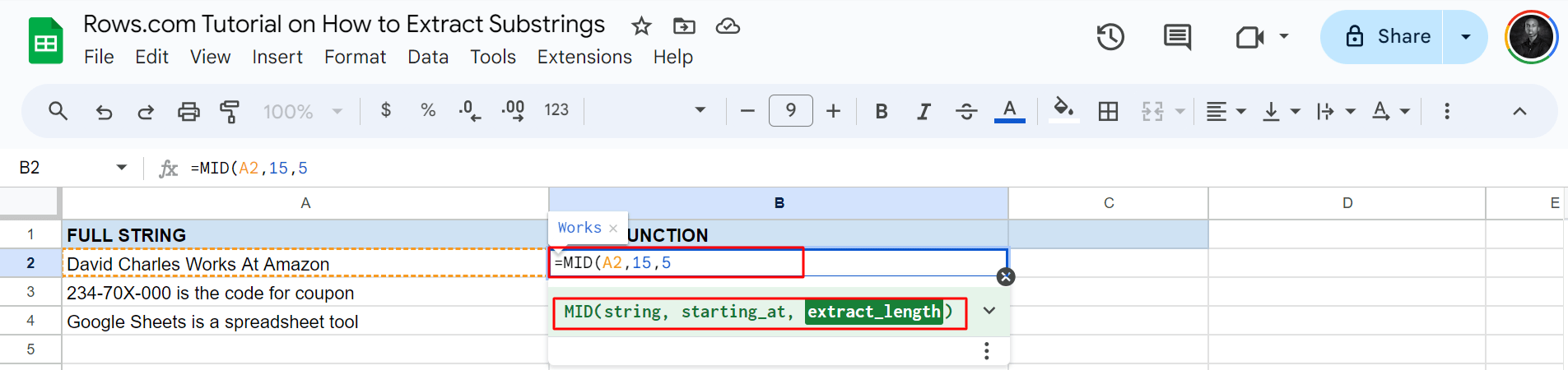 MID function data preparation