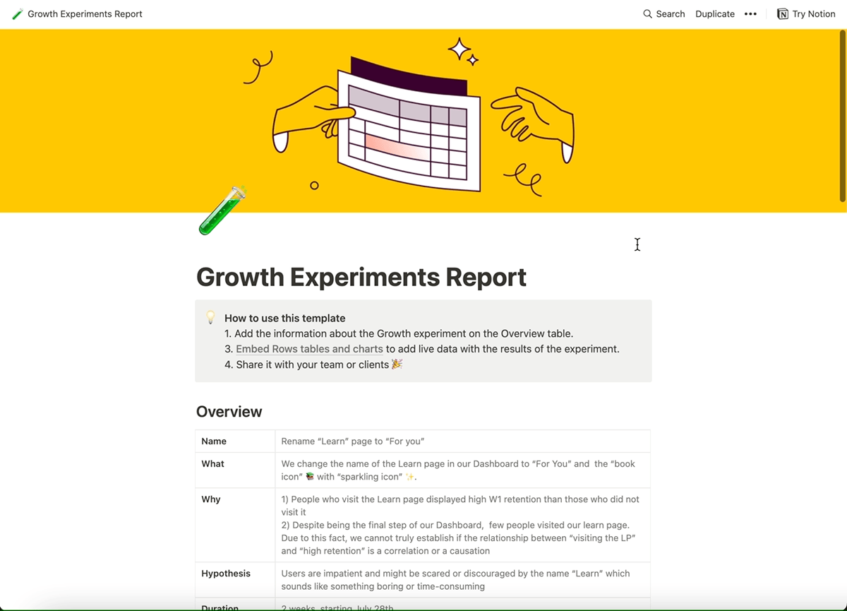Growth Experiments Report