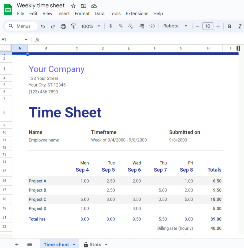 weekly timesheet