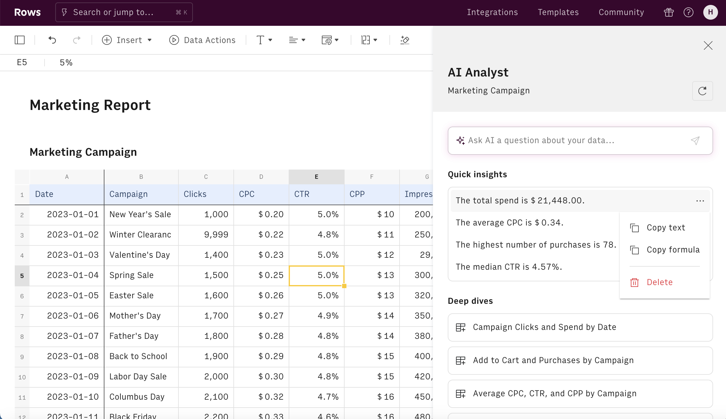 Quick insights