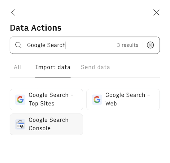 GSC data actions