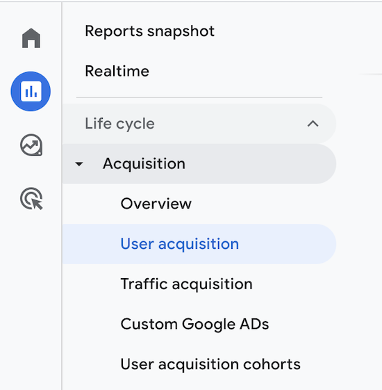 user acquisition default report