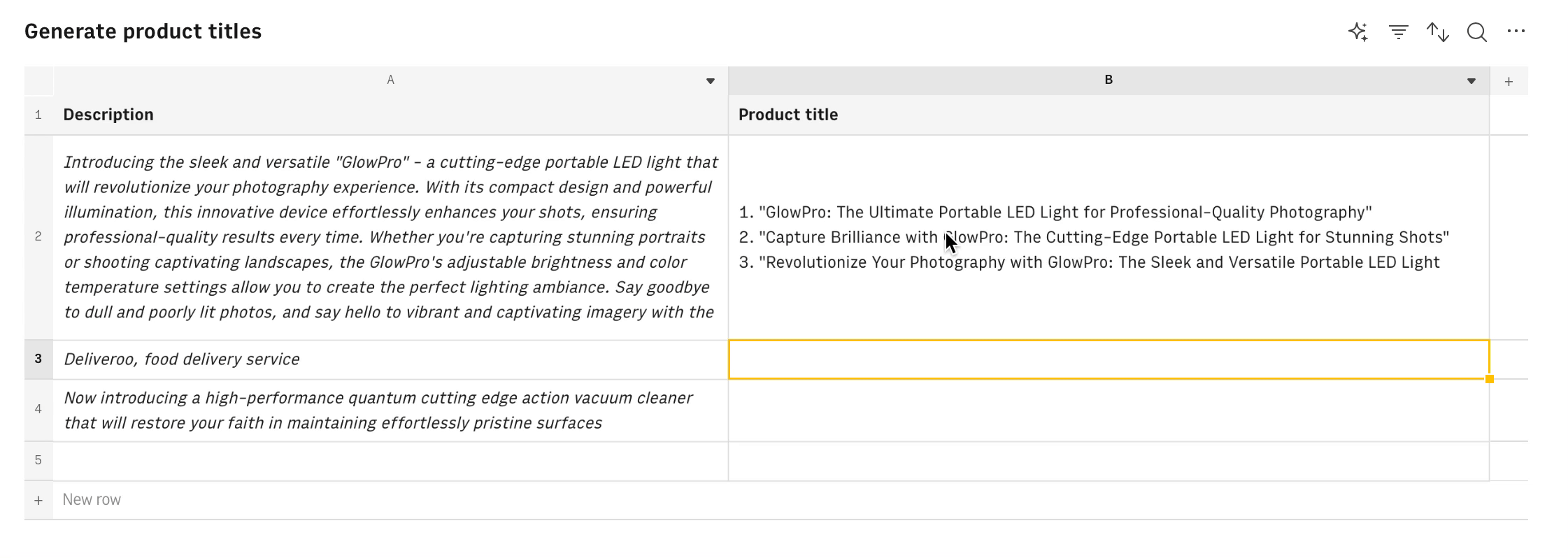 generate product title