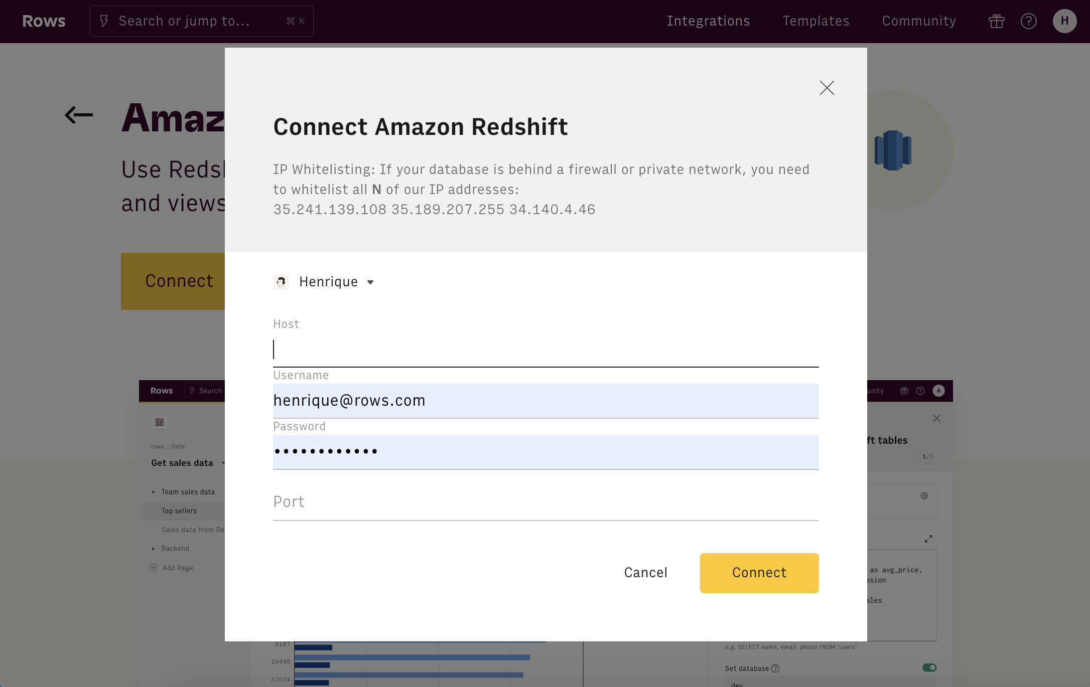 Amazon Redshift Consent Screen