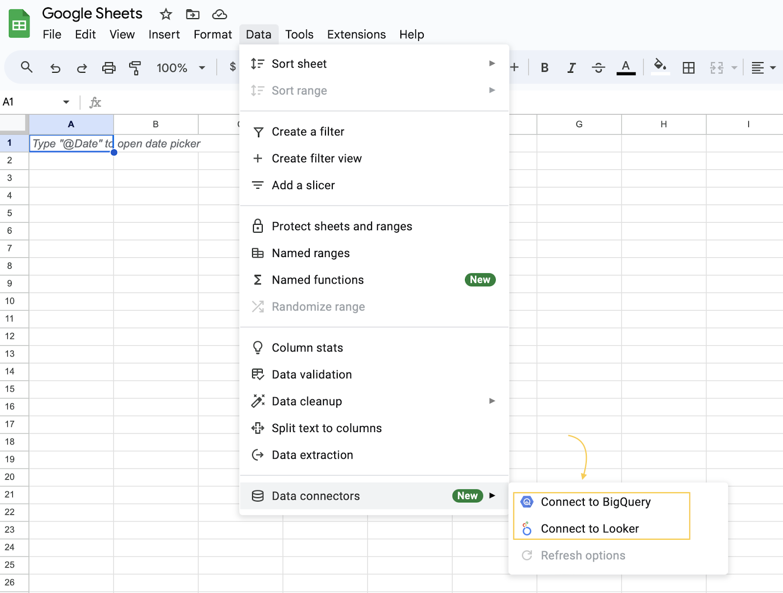 Connect to BigQuery Google Sheets