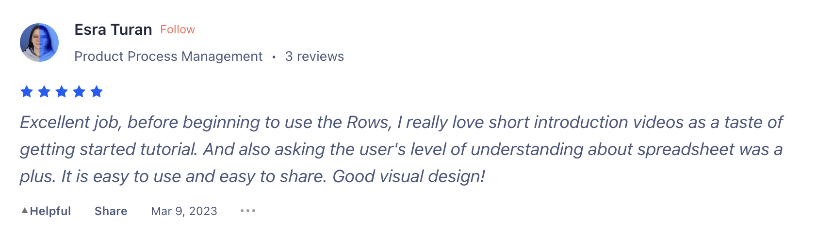 Rows review