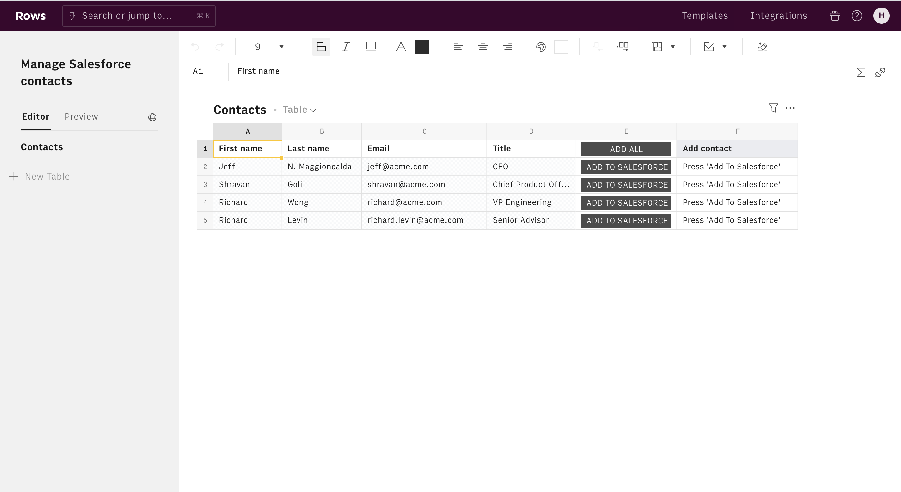 Manage Salesforce contacts editor 1