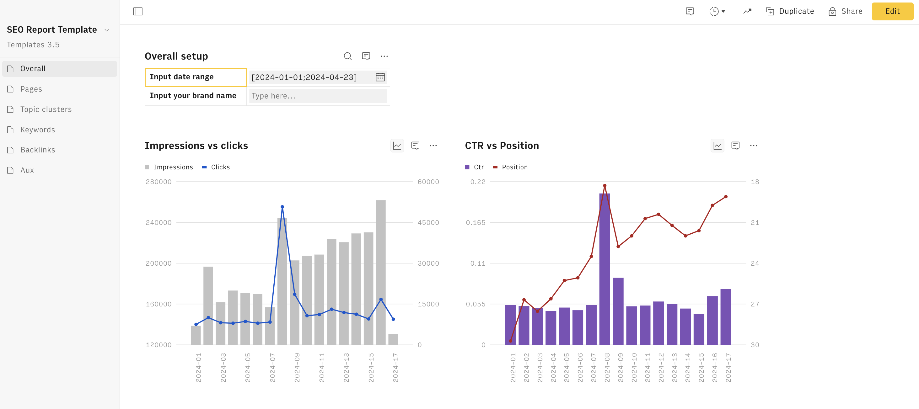 SEO report template - overall