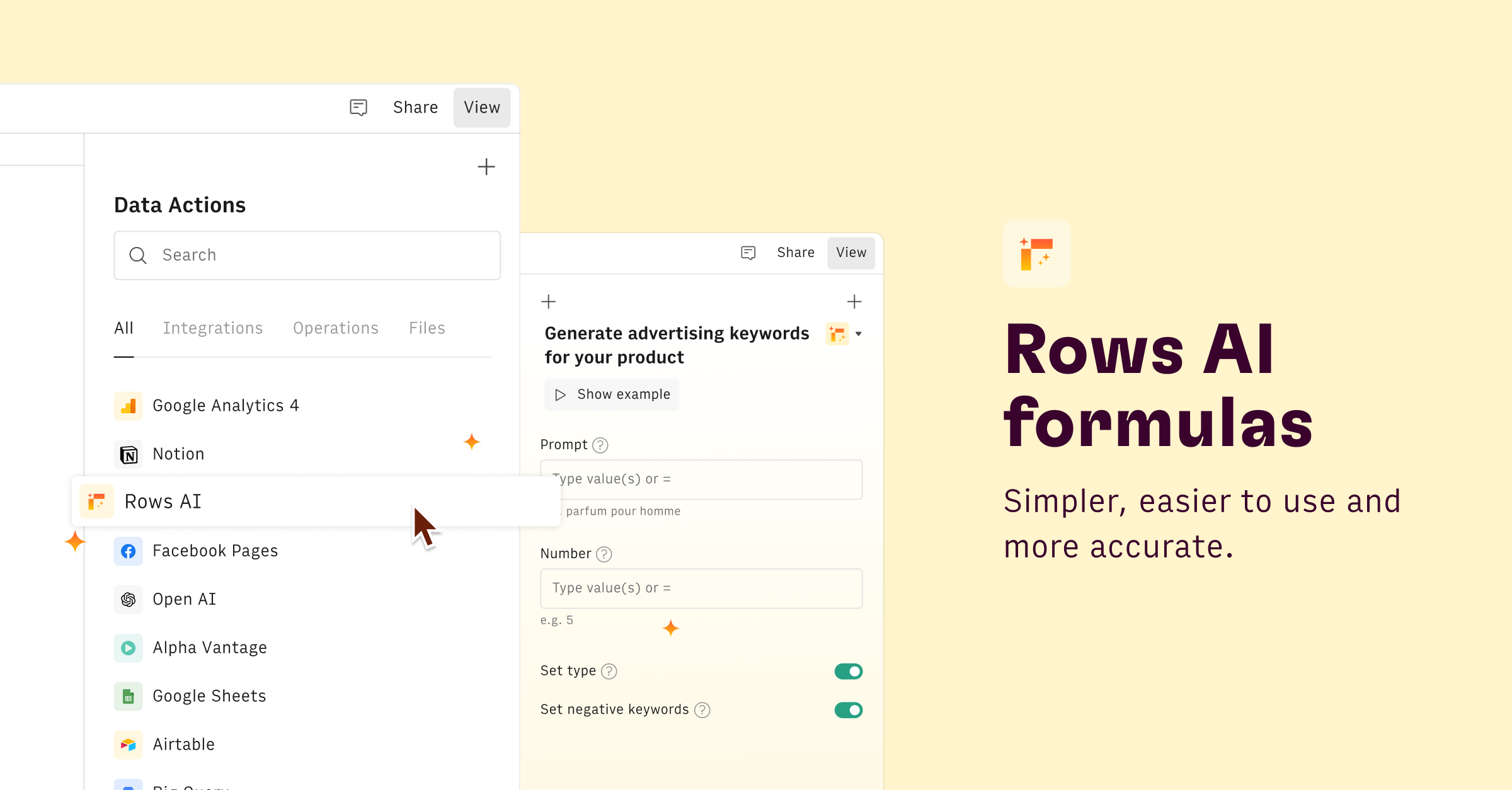 Rows AI formulas