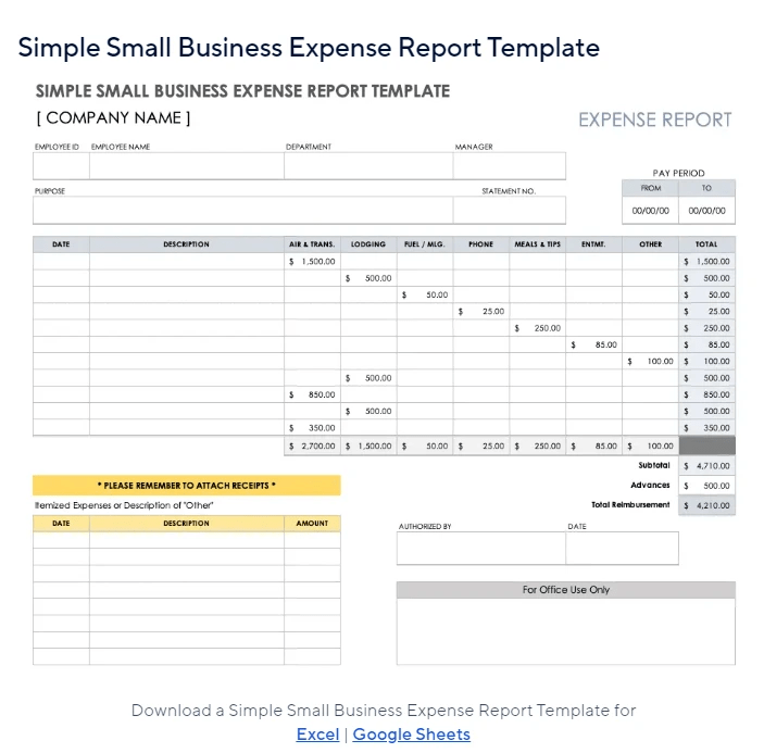 simple small business expense report-min