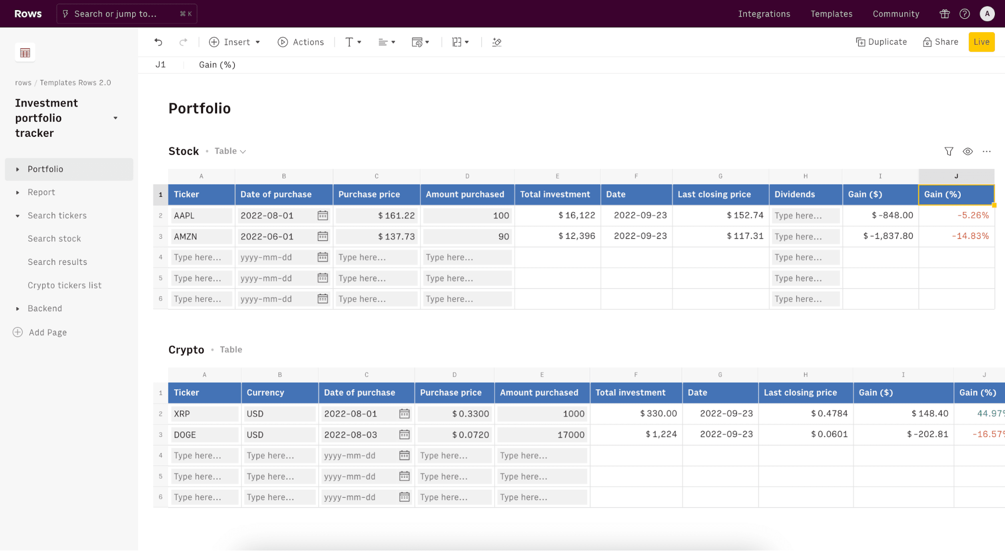 portfolio tracker