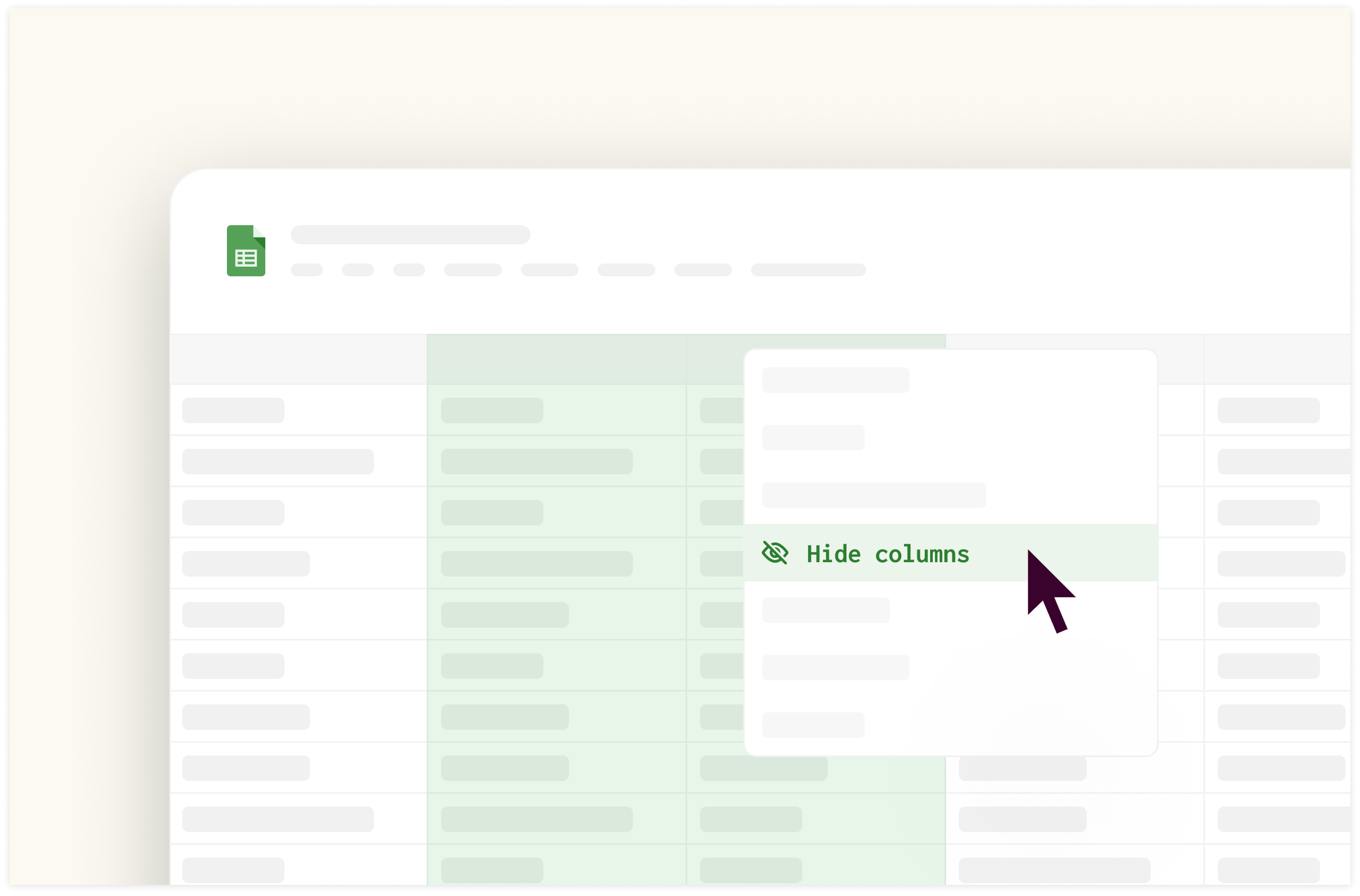 hide column google sheets