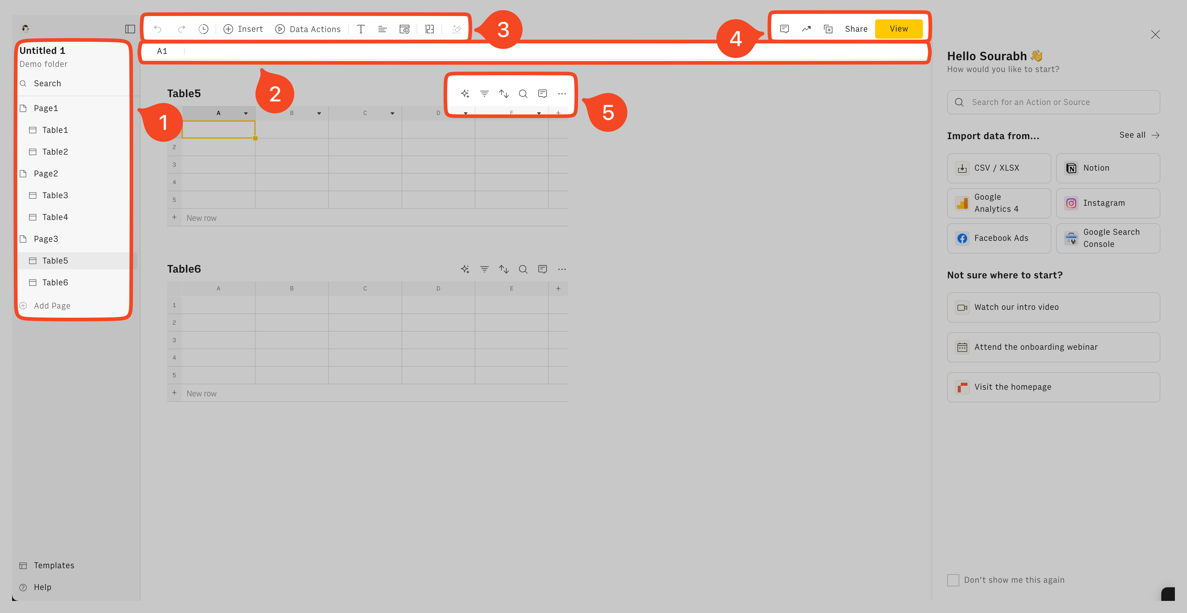 Overview of the spreadsheet editor