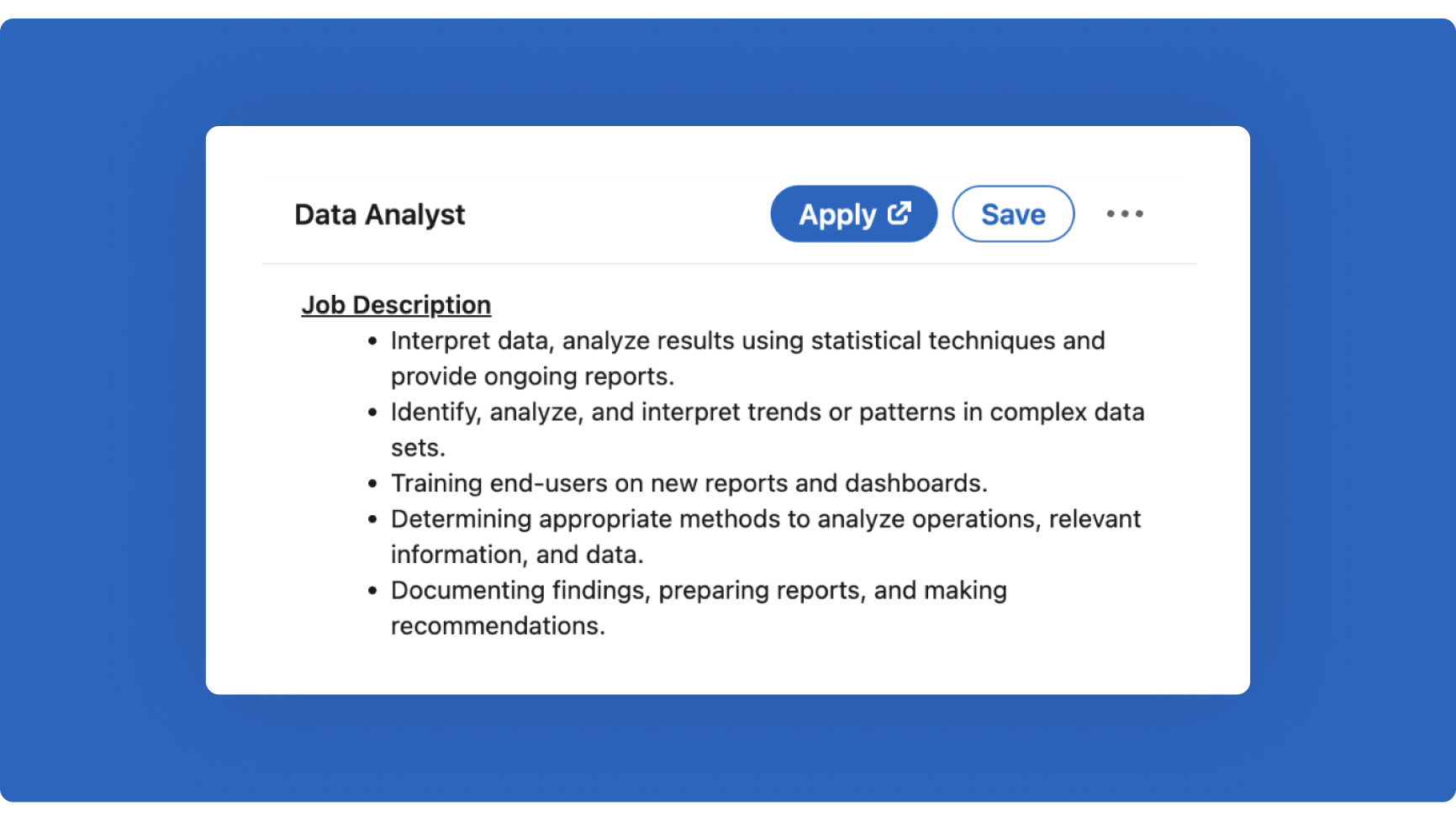 Data Analyst job description