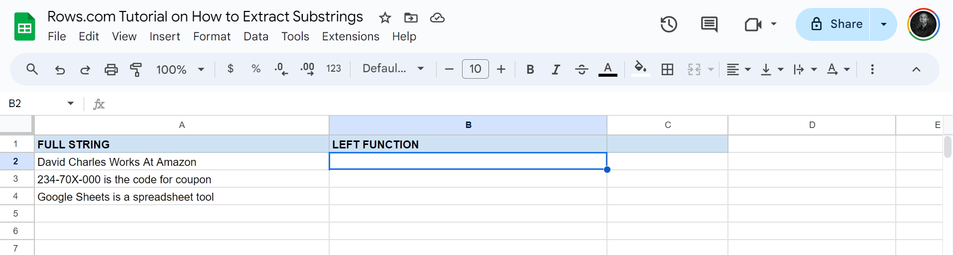 Left function data preparation