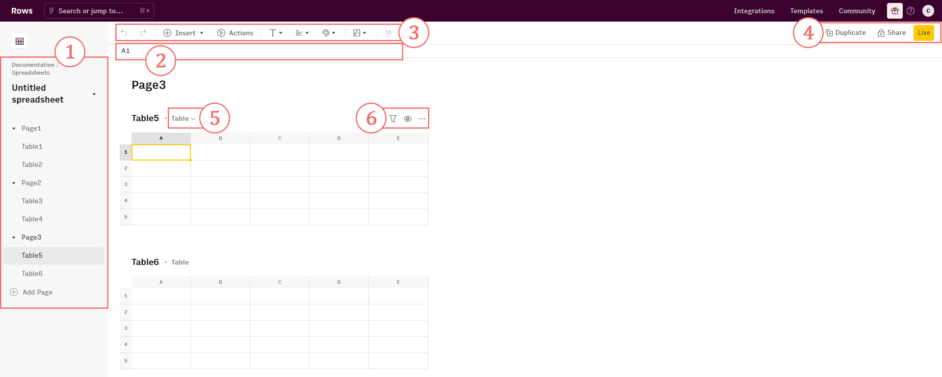 Overview of the spreadsheet editor