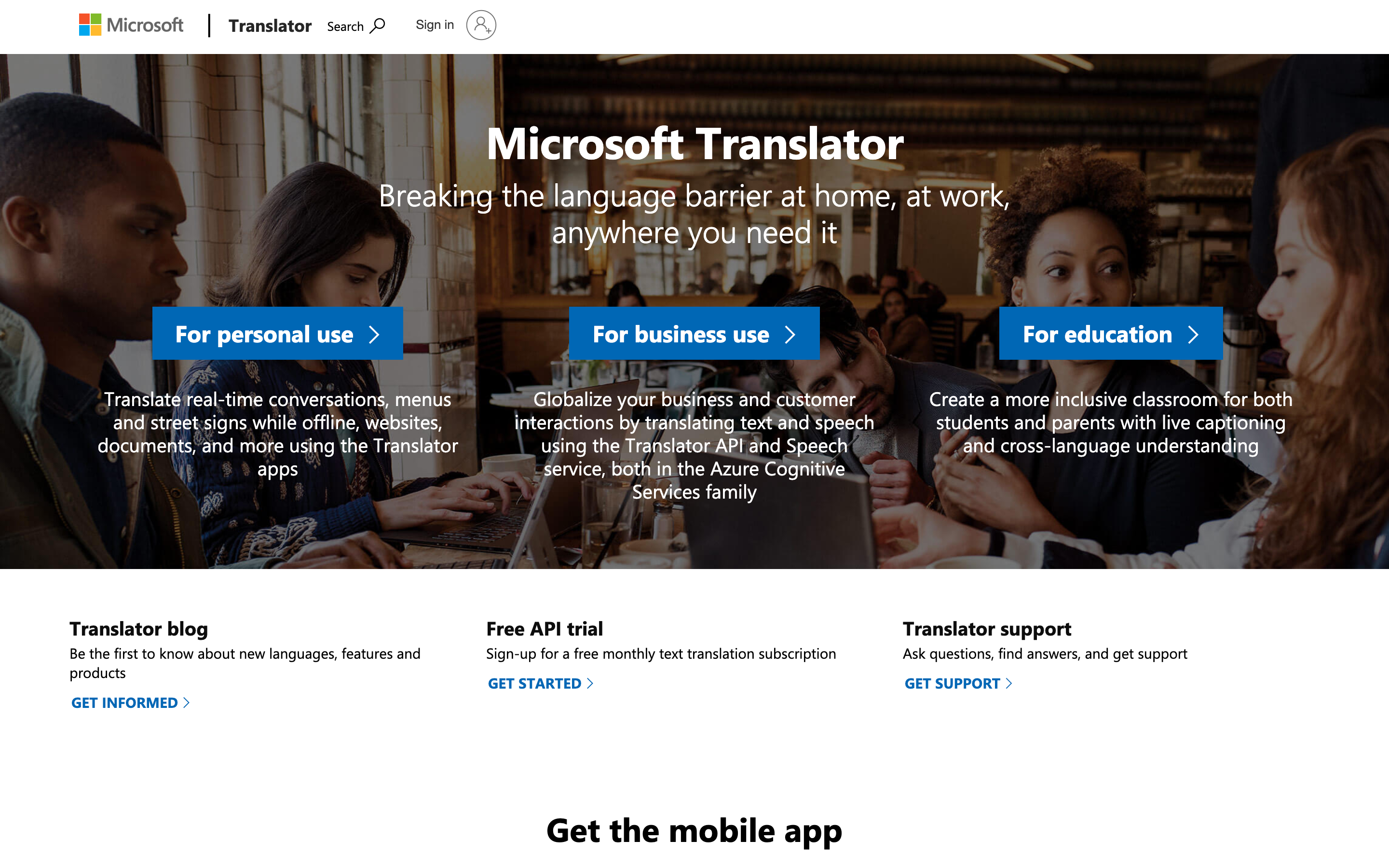 Microsoft Translator Text | dashdash