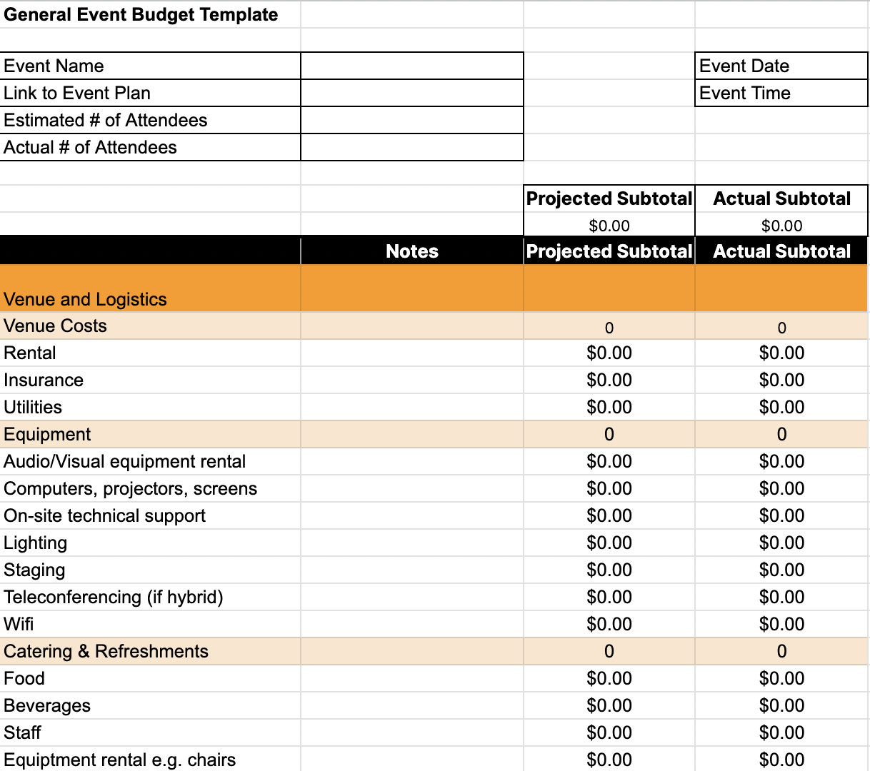 general event budget template-min